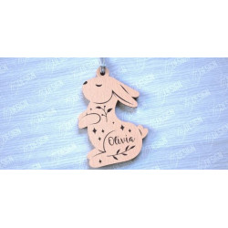 Llavero con forma de conejo y nombre personalizado
