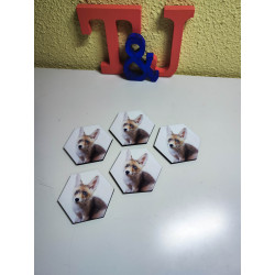 Imán madera MDF hexagonal (pack 5)