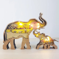 Adorno de animales de madera con luz