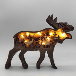 Adorno de animales de madera con luz