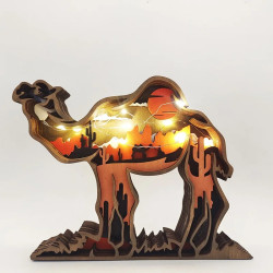 Adorno de animales de madera con luz
