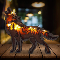 Adorno de animales de madera con luz