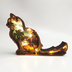 Adorno de animales de madera con luz