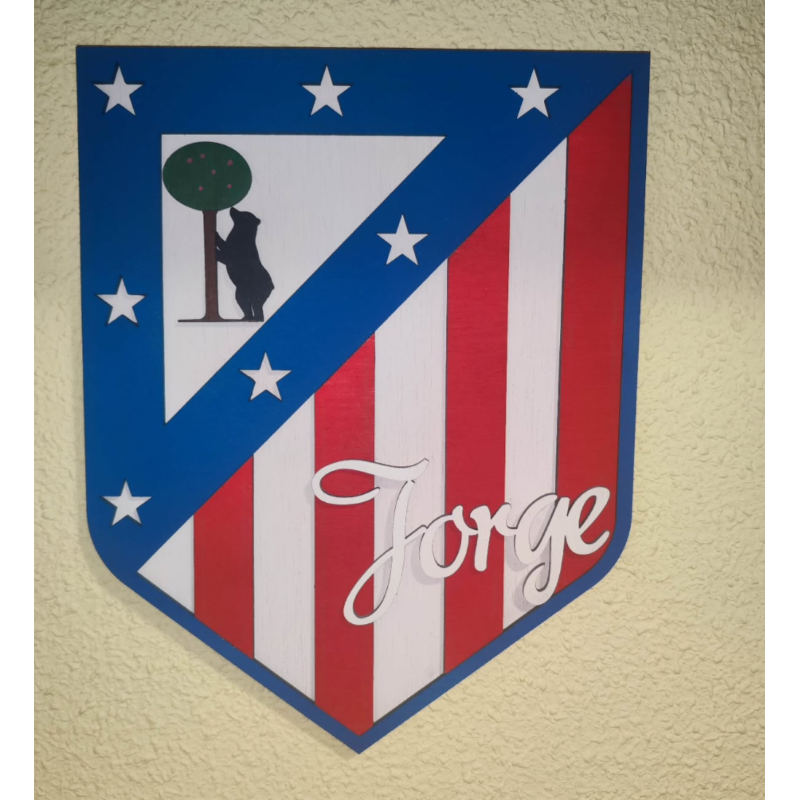 Escudo Fútbol personalizado en madera